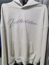 Broderad hoodie med tryck